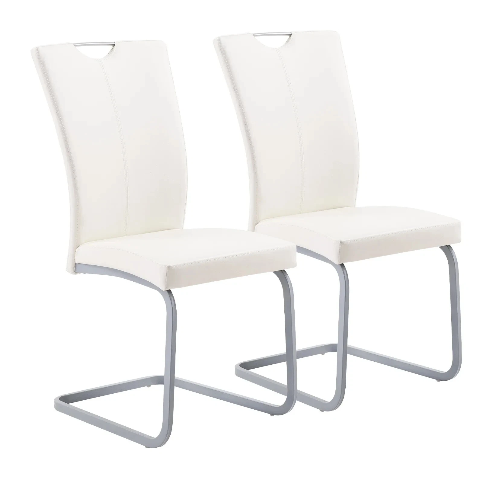 Set 2 Modern Dining Chairs Upholstered High Back F